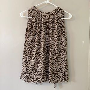 High neck leopard print blouse
